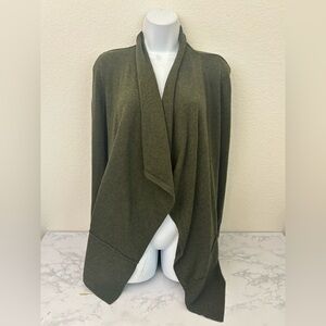 Retro-ology  Knit Open Cardigan Women’s L Green Cotton Blend Long Sleeve​